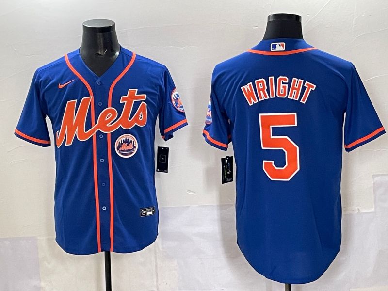 Men 2025 New York Mets #5 Wright Blue Game Nike MLB Jersey style 06